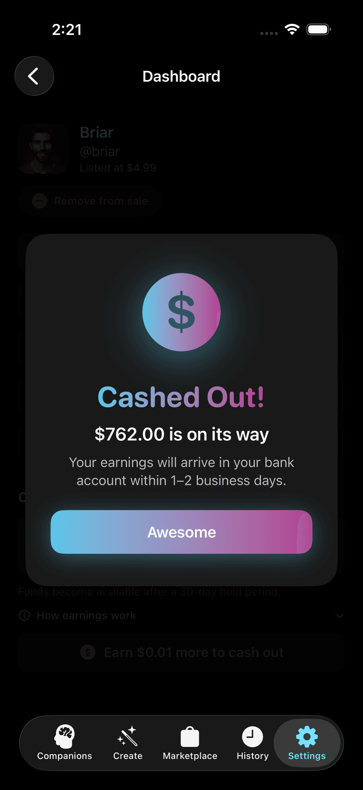 Cash Out screenshot